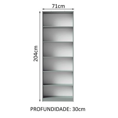 Estante Livreiro com 6 Nichos Cinza Madesa
