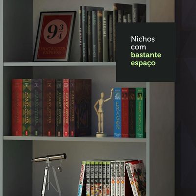 Estante Livreiro com 6 Nichos Cinza Madesa
