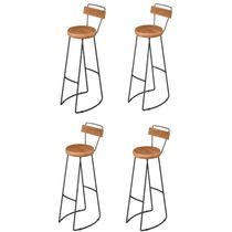 Kit 4 Banquetas Alta Com Encosto Para Aérea Gourmet York