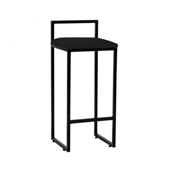 Banqueta Industrial Premium Aço Preta Assento Preto Preto