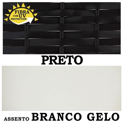 4 Banquetas Forts Baixa Fibra Sintética Preto Ferro Assento Preto Branco