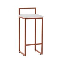 Kit 2 Banquetas Alta Aço Cobre Assento Branco Marrom