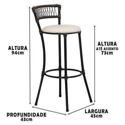 Jogo Com 8 Banquetas Alta Forts Fibra Uv Bancada, área Goumert, Bar, Piscina, Balcão, Gelo Floral