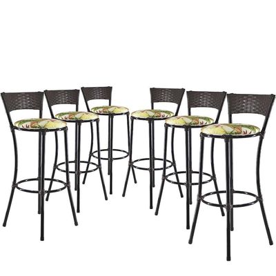 Kit 6 Banquetas Alta Forts Fibra Uv Bancada, área Goumert, Bar, Piscina, Balcão, Floral Verde
