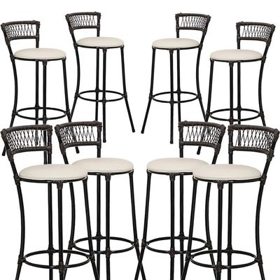 Jogo Com 8 Banquetas Alta Forts Fibra Uv Bancada, área Goumert, Bar, Piscina, Balcão, Gelo Floral