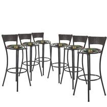 Kit Com 6 Banquetas Altas Forts Fibra Uv Bancada, área Goumert, Bar, Piscina, Balcão, Floral Preto
