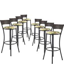 Kit 8 Banquetas Alta Forts Fibra Uv Bancada, área Goumert, Bar, Piscina, Balcão, Floral Verde