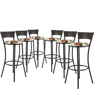 Kit Com 6 Banquetas Alta Forts Vermelho Floral, Fibra Uv Bancada, área Goumert, Bar, Piscina, Balcão