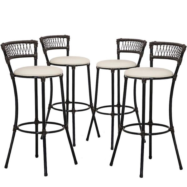 Kit Com 6 Banquetas Altas Forts Gelo Floral, Fibra Uv Bancada, área Goumert, Bar, Piscina, Balcão