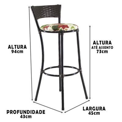 Jogo Com 4 Banquetas Alta Forts Fibra Uv Bancada, área Goumert, Bar, Piscina, Balcão