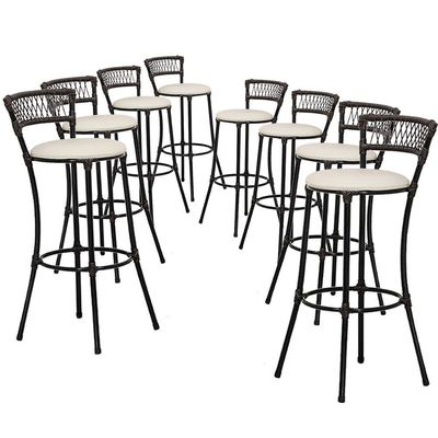 Kit Com 8 Banquetas Alta Forts Gelo Floral, Fibra Uv Bancada, área Goumert, Bar, Piscina, Balcão