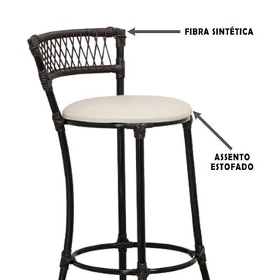 Kit Com 8 Banquetas Altas Forts Gelo Floral, Fibra Uv Bancada, área Goumert, Bar, Piscina, Balcão