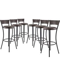 Kit Com 6 Banquetas Altas Forts Marrom Floral, Fibra Uv Bancada, área Goumert, Bar, Piscina, Balcão