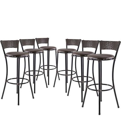 Kit Com 6 Banquetas Altas Forts Marrom Floral, Fibra Uv Bancada, área Goumert, Bar, Piscina, Balcão