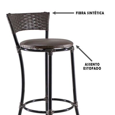 Jogo Com 8 Banquetas Alta Forts Fibra Uv Bancada, área Goumert, Bar, Piscina, Balcão, Floral Marrom