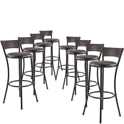 Jogo Com 8 Banquetas Alta Forts Fibra Uv Bancada, área Goumert, Bar, Piscina, Balcão, Floral Marrom