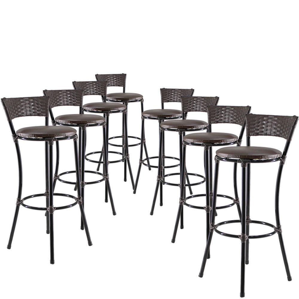 Kit Com 8 Banquetas Altas Forts Fibra Uv Bancada, área Goumert, Bar, Piscina, Balcão, Floral Marrom