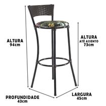 Kit Com 8 Banquetas Altas Forts Fibra Uv Bancada, área Goumert, Bar, Piscina, Balcão, Floral Preto