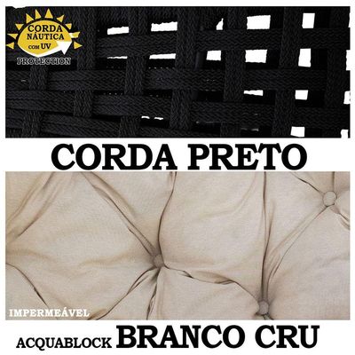Balanço Ninho Suspenso + Mola E Mosquetão Corda Náutica Preta Almofada Impermeável Branco