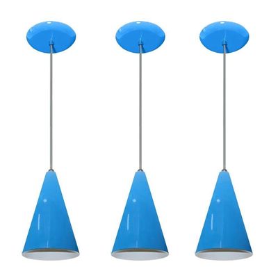Lustre Pendente Balcão Cozinha Azul 03 Un
