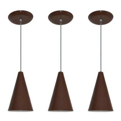 Lustre Pendente Balcão Cozinha Marrom 03 Un
