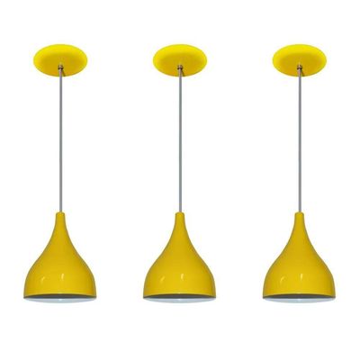 Luminárias Pendentes Balcão 3 Un Amarelo