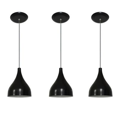 Luminárias Pendentes Balcão 3 Un Preto