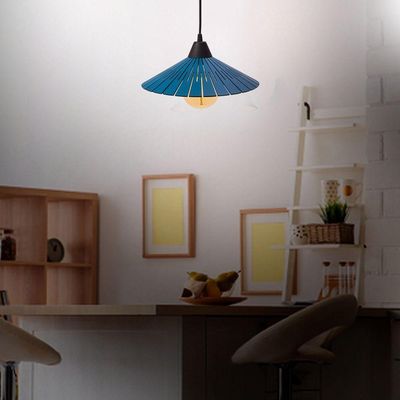 Luminária Teto Lustre Pendente Balcão Cozinha Sala Mdf Cabo Cor:azul