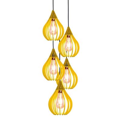 Luminária Teto Lustre Pendente Balcão Cozinha Sala 5 Chile Cor:amarelo4