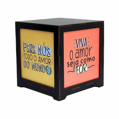 Luminária Box Namorados Viva O Amor Em Mdf