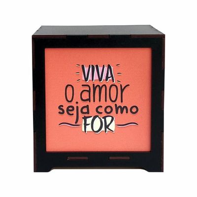 Luminária Box Namorados Viva O Amor Em Mdf