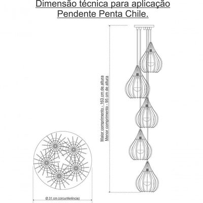 Luminária Teto Lustre Pendente Balcão Cozinha Sala 5 Chile Cor:vermelho