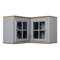 Aéreo de Canto Cozinha 2 Portas de Vidro Laca Cinza