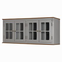 Aéreo Cozinha 160cm 4 Portas Vidro Laca Cinza