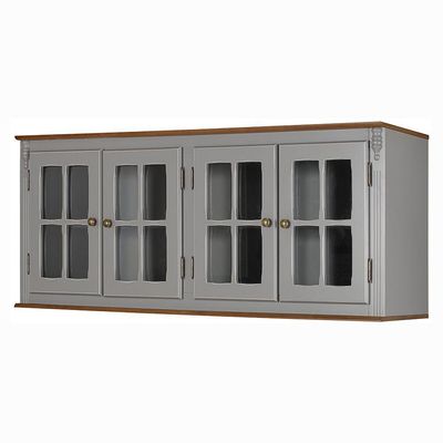 Aéreo Cozinha 160cm 4 Portas Vidro Laca Cinza