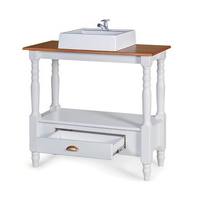 Lavabo Pé Toneado 1 Gaveta Inferior E 1 Prateleira Com Cuba Dália M53063 Cor Imbuia - Verniz