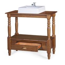 Lavabo Pé Toneado 1 Gaveta Inferior E 1 Prateleira Com Cuba Dália M53063 Cor Imbuia - Verniz