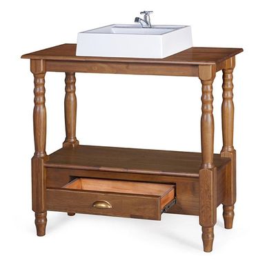 Lavabo Pé Toneado 1 Gaveta Inferior E 1 Prateleira Com Cuba Dália M53063 Cor Imbuia - Verniz