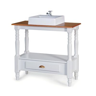 Lavabo Pé Toneado 1 Gaveta Inferior E 1 Prateleira Com Cuba Dália M53063 Cor Imbuia - Verniz