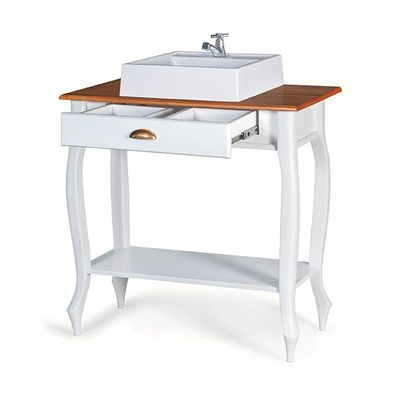 Mini Lavabo Pé Luiz Xv 1gaveta Superior E 1prateleira Com Cuba Dália M53062 Cor Imbuia - Verniz