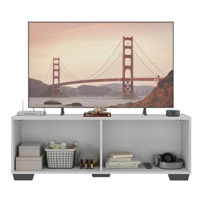 Rack Para Tv Até 50 Polegadas Com 4 Portas Multimóveis Mp1072 Branco/preto Branco/preto