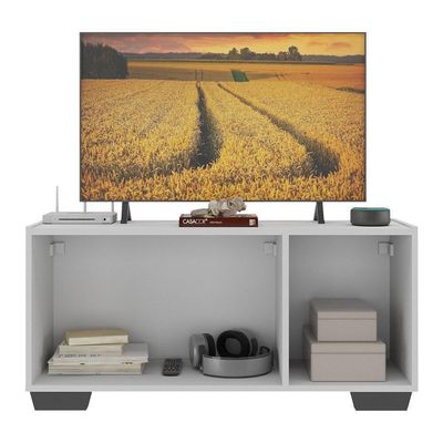 Rack Para Tv Até 32 Polegadas Com 3 Portas Multimóveis Mp1068 Branco/preto Branco/preto
