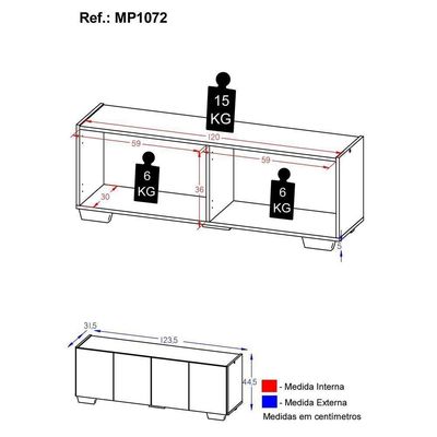 Rack Para Tv Até 50 Polegadas Com 4 Portas Multimóveis Mp1072 Branco Branco