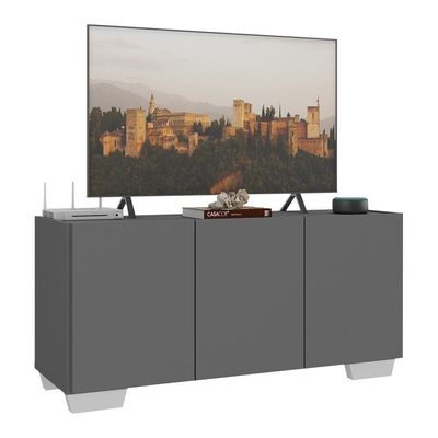 Rack Para Tv Até 32 Polegadas Com 3 Portas Multimóveis Mp1068 Grafite/branco Grafite/branco