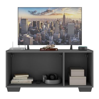 Rack Para Tv Até 32 Polegadas Com 3 Portas Multimóveis Mp1068 Grafite/preto Grafite/preto