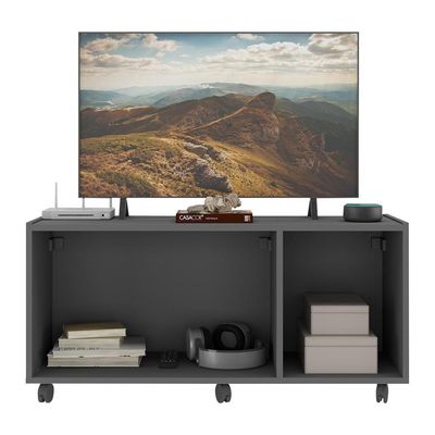 Rack Para Tv Até 32 Polegadas Com 3 Portas E Rodízios Multimóveis Mp1065 Grafite Grafite