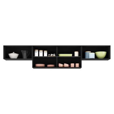 Kit 3 Armários De Cozinha Aéreos 4 Portas Veneza Multimóveis Mp2151 Preto/dourado Preto/dourado