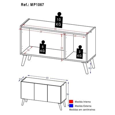 Rack Retrô Para Tv Até 32 Polegadas Com 3 Portas Multimóveis Mp1067 Grafite/branco Grafite/branco