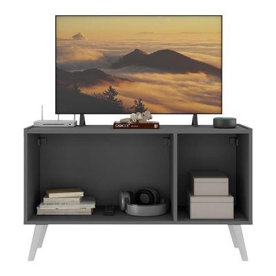 Rack Retrô Para Tv Até 32 Polegadas Com 3 Portas Multimóveis Mp1067 Grafite/branco Grafite/branco