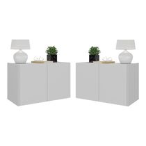 Kit 2 Mesas De Cabeceira Suspensas 2 Portas Multimóveis Mp4137 Branco Branco